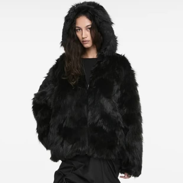 나체 리버시블 후디 퍼자켓 블랙 0사이즈