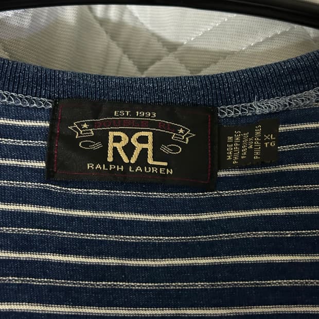 RRL 인디고 스트라이프 티셔츠