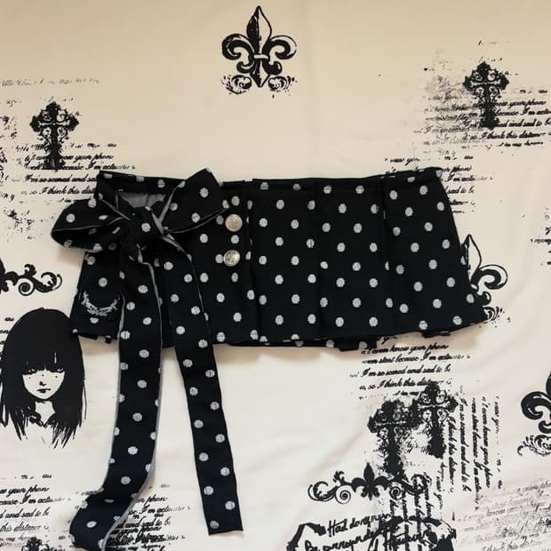 • black Dot Pleated Layered Skirt