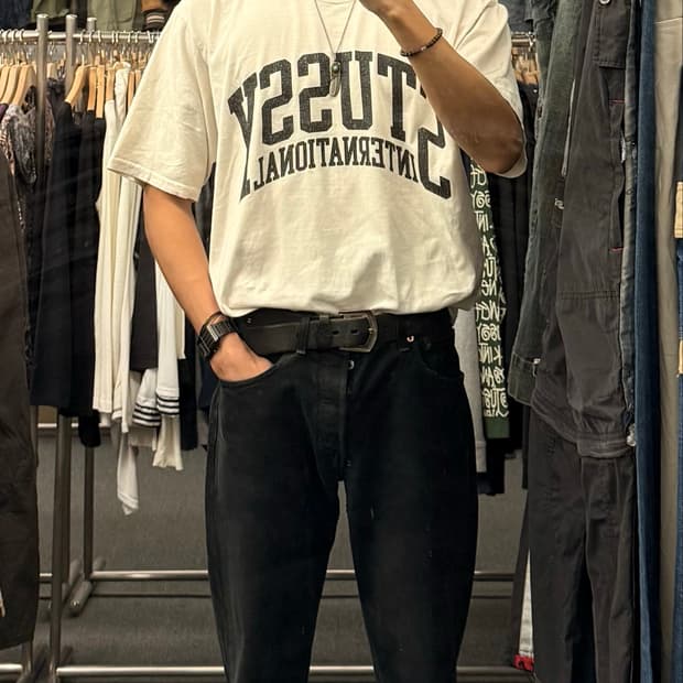 L)스투시 빈티지 프린팅 반팔 티셔츠