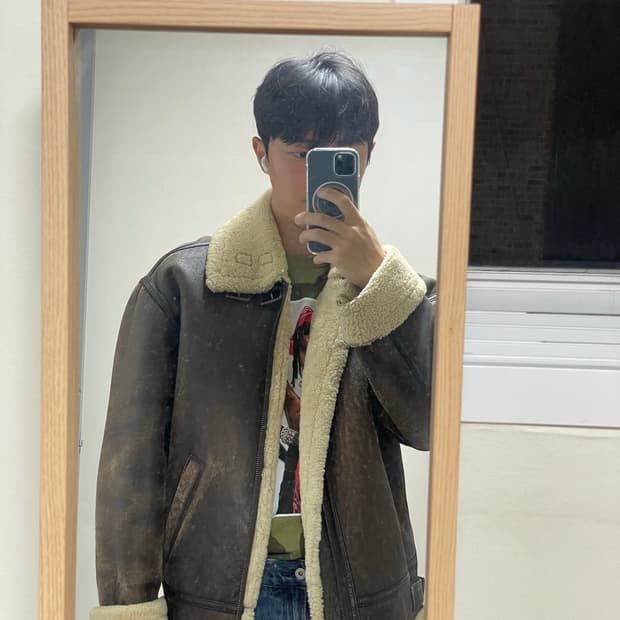 TRUGEN 데드스탁 리얼 램스킨 B-3 무톤 자켓, 무스탕