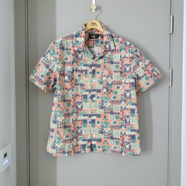 RRL 더블알엘 프린트 우븐 캠프 셔츠 L