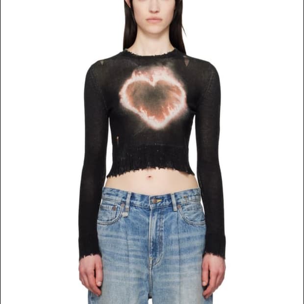 R13 플레이밍 하트 캐시미어 스웨터