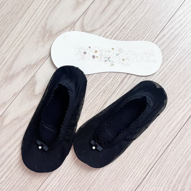 블랙 레이스 도트 덧신 양말