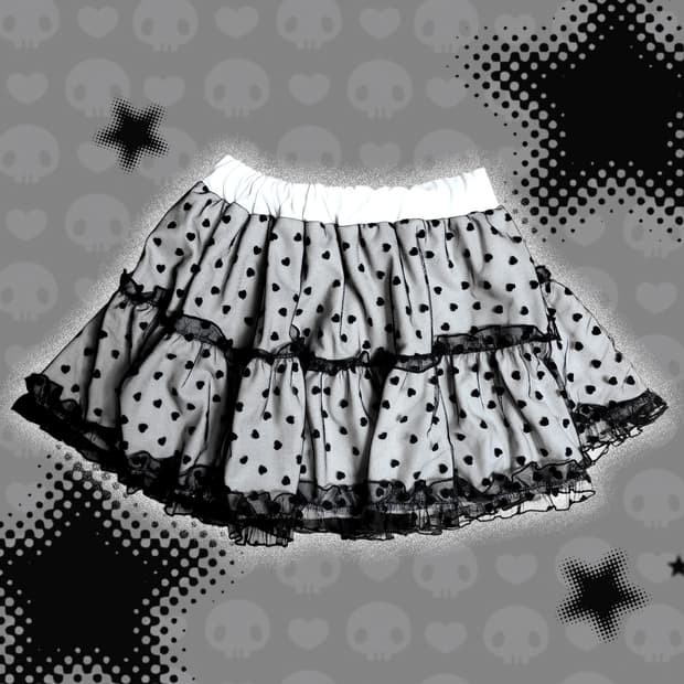 펑크 키치 갸루 / 하트도트 레이스 치마