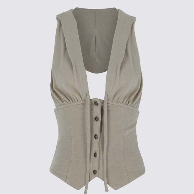 스컬프터 Classic Sleeveless Hoodie Beige