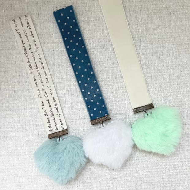 화이트 솜하트 책갈피⊰white fluffy heart⊱ bookmark