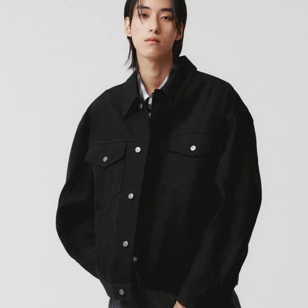 WMC 커브드 데님 트러커 자켓