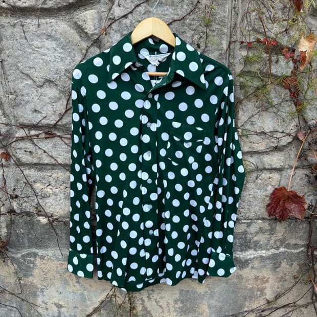 일본 빈티지 도트 무늬 나일론 셔츠 M