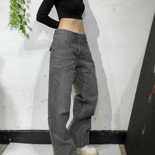 본더치 y2k 흑청 와이드 워싱 데님 팬츠 청바지 