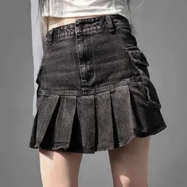 흑청 카고 스커트