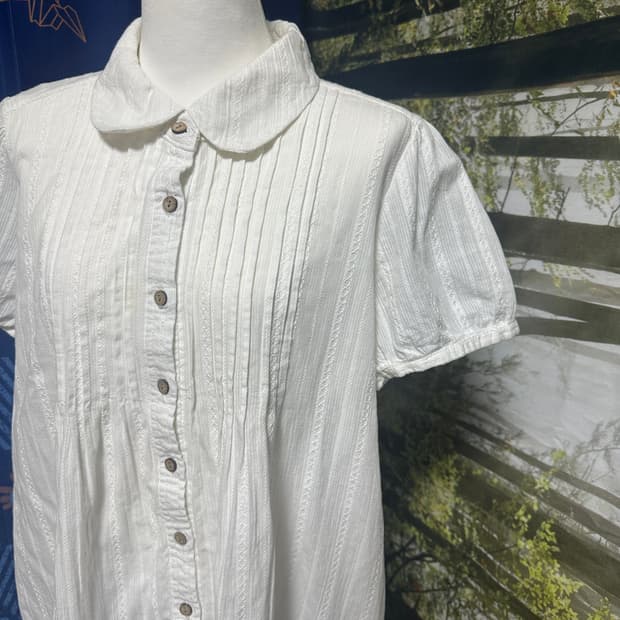 빈티지 화이트 홍콩 블라우스 원피스 둥근 카라