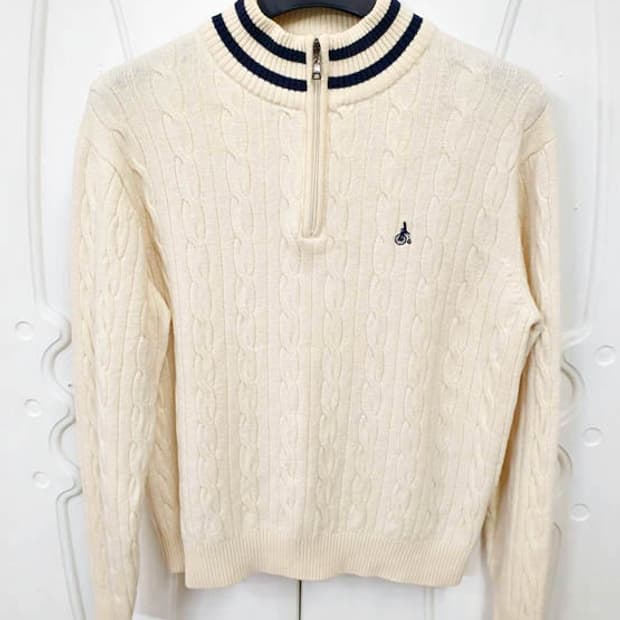 빈폴 남성 반집업 울 니트