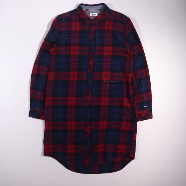 타미힐피거 진스 체크 셔츠 원피스 B698