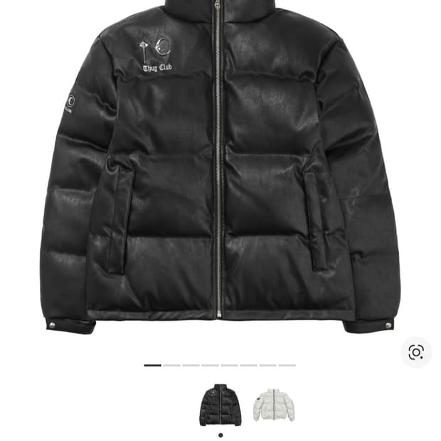 (2사이즈) 떠그 클럽 레더 퍼퍼 자켓 블랙 덕 다운