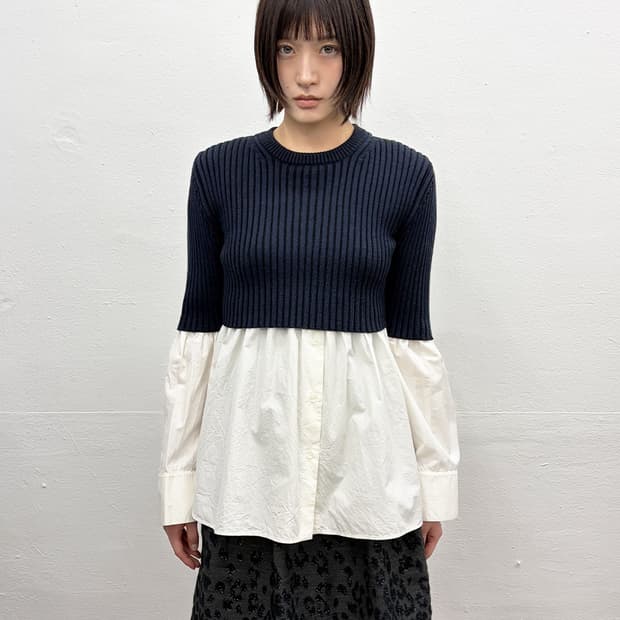 겐조 하이브리드 셔츠 니트 탑