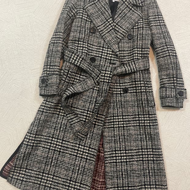 오브제 이태리원단 체크 코트 55