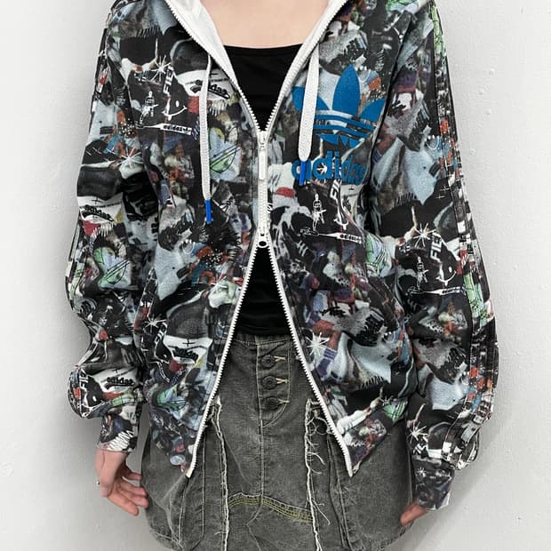 아디다스 올드스쿨 그래픽 후드집업 