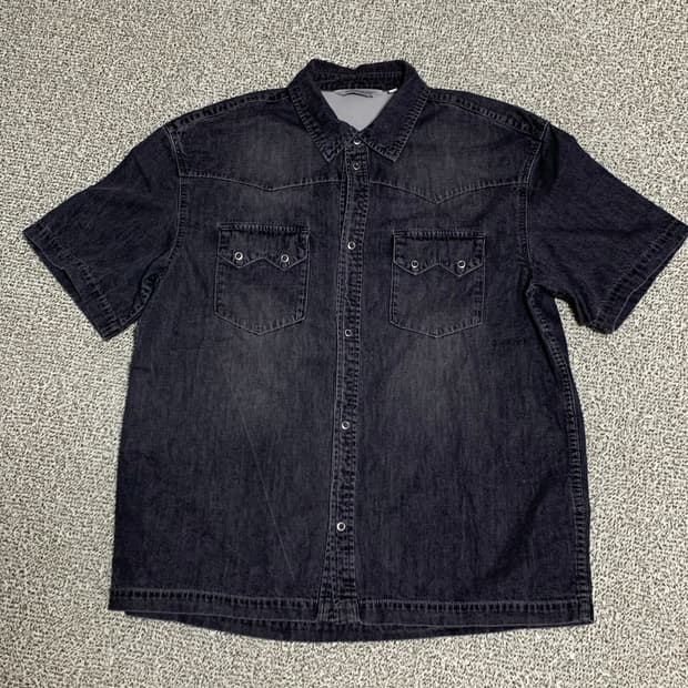 유니폼브릿지 블랙 데님 반팔 셔츠