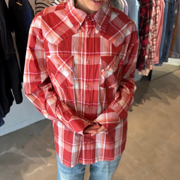 Woolrich 레드 스냅버튼 셔츠 L