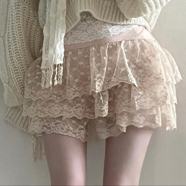 사카타빈티지 핑크 레이스 캉캉 스커트 모리걸 양산형