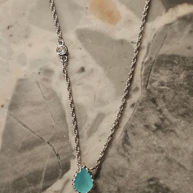 925 실버 민트 물방울 목걸이 / 새상품