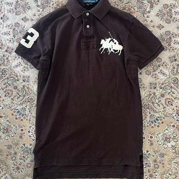 폴로 랄프로렌 브라운/화이트 더블 빅포니 카라티 