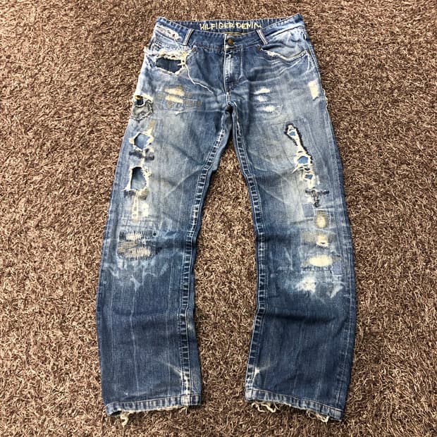 타미힐피거 데미지 디스 데님 팬츠