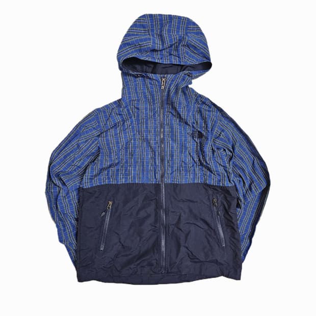[100(L)] 노스페이스 타탄 체크 & 네이비 배색 후드 바람막이 자켓