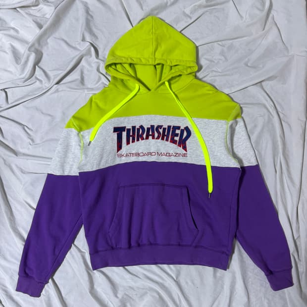 Jouetie thrasher 컬러 블록 후드티 트레셔 스케이트보드