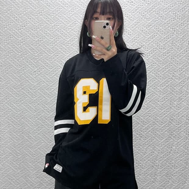 비바스튜디오 올드스쿨 레트로 럭비 넘버 져지 롱슬리브 M C13868