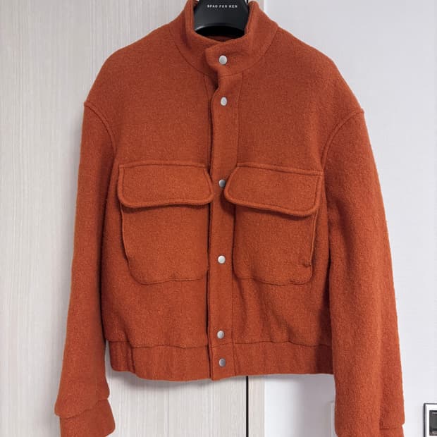 M 자라 오렌지 울 부클 자켓