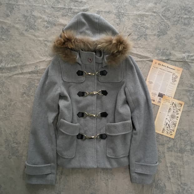 cecil mcbee sora gray fur duffle half co