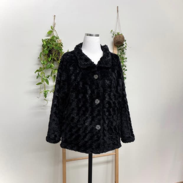 JPN/ 블랙 털 자켓 코트 숏코트 크롭코트 블랙퍼 