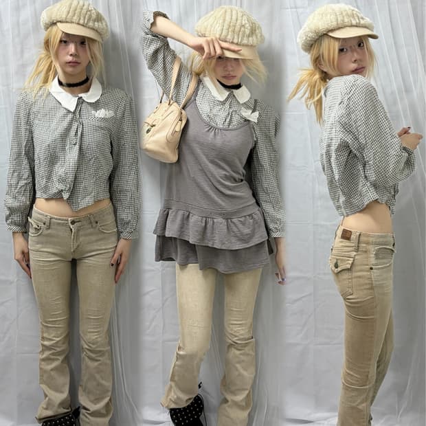 [JAPANESE VINTAGE] Grey Cropped Shift