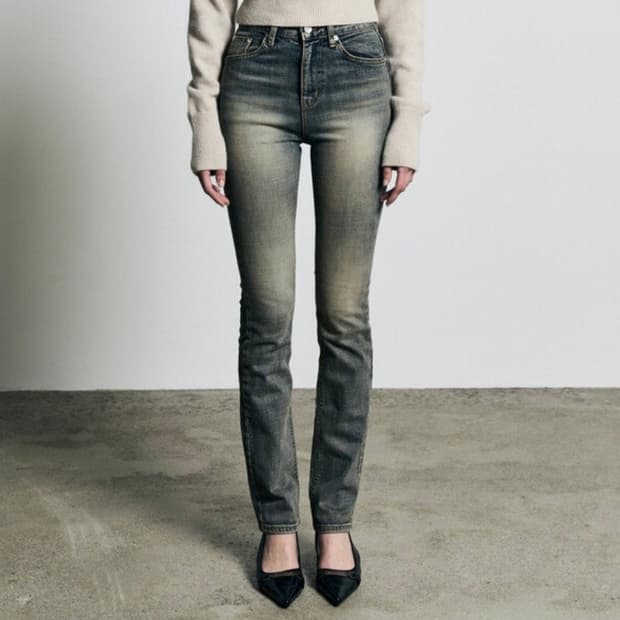 보헤미안서울 하이웨이스트 스트레이트핏 진 블루 S