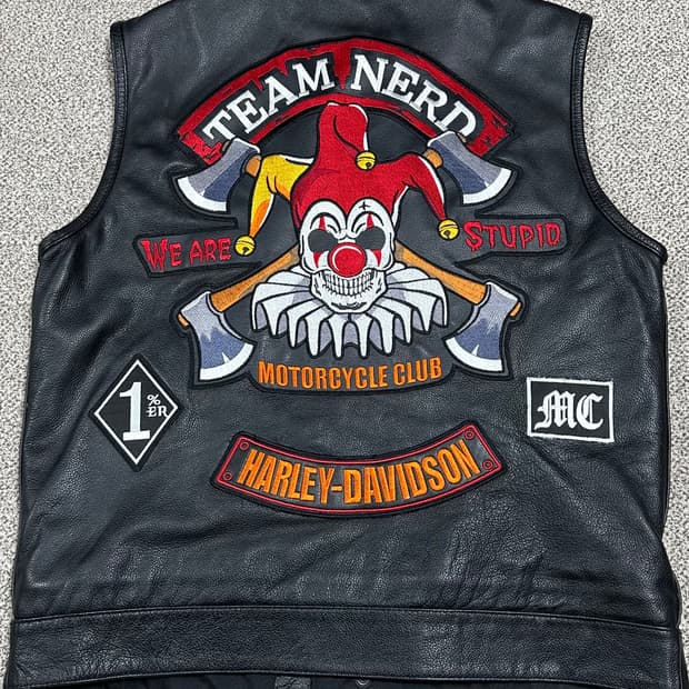 Fmc 할리데이비슨커스텀 패치 레더 베스트 L