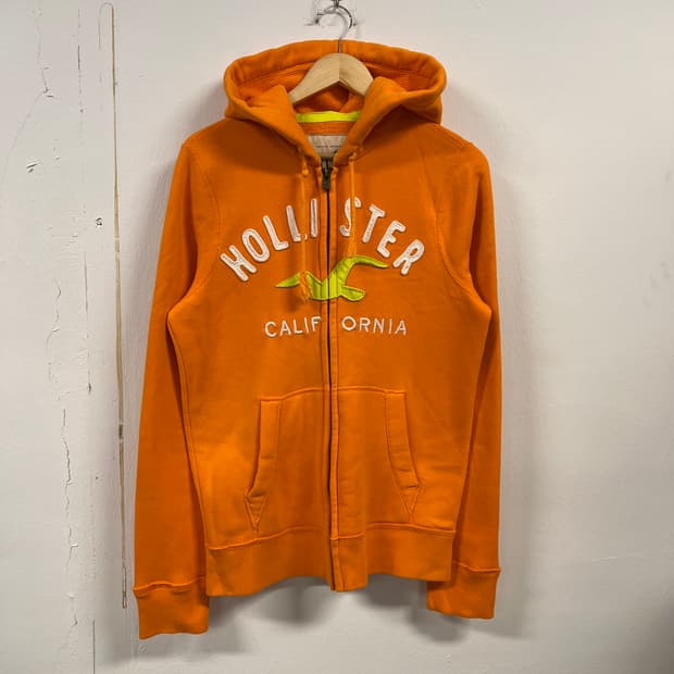 M) 홀리스터 오렌지 로고 자수 후드집업 O248