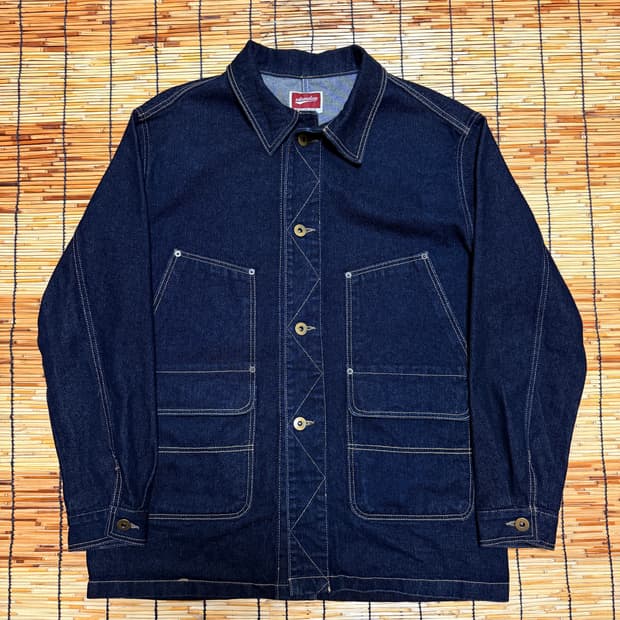 Edisonstore 데님 버튼 코트 XL