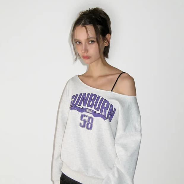 OFF-SHOULDER SUNBURN SWEATSHIRT, MELANGE