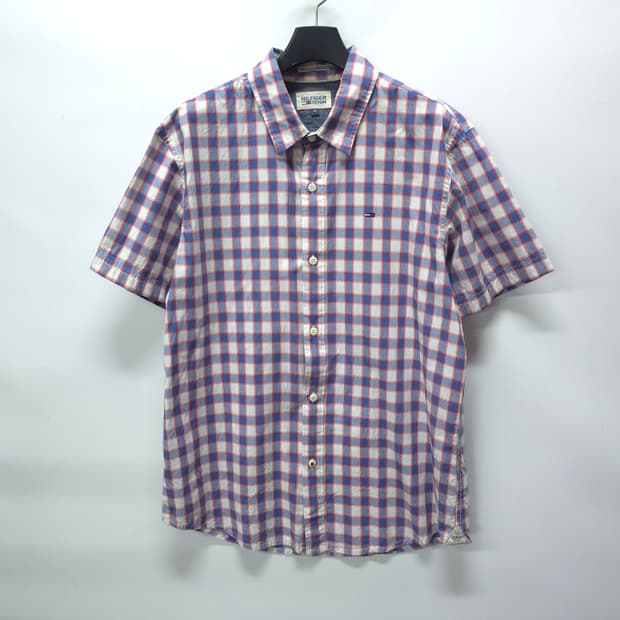 타미힐피거 남성 멀티 체크 반팔 셔츠(95~100)