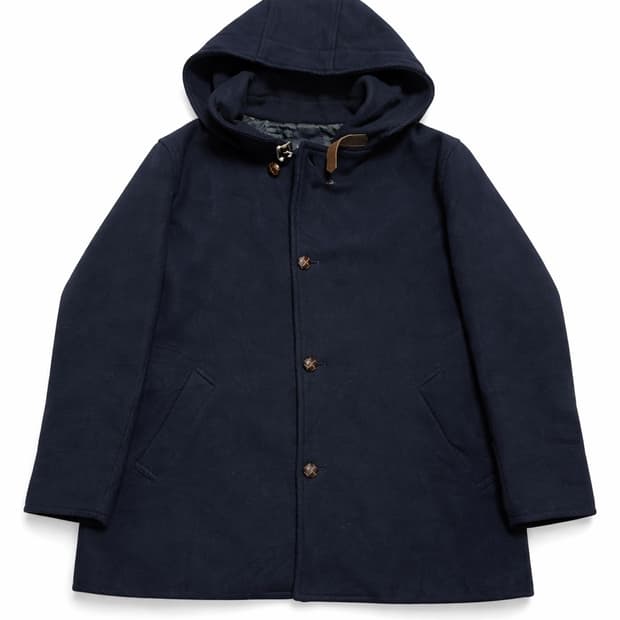 JPN 일본 빈티지 클래식 아메카지 울혼방 토글버튼 후드 더플코트 네이비