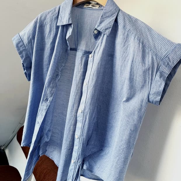 Design fabric stripe blouse shirt