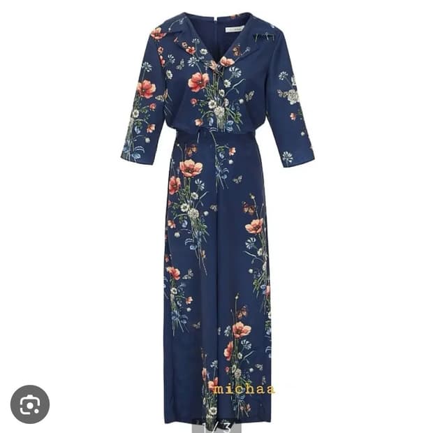 MICHAA 네이비 플로럴 프린트 점프수트 85-97-160사이즈