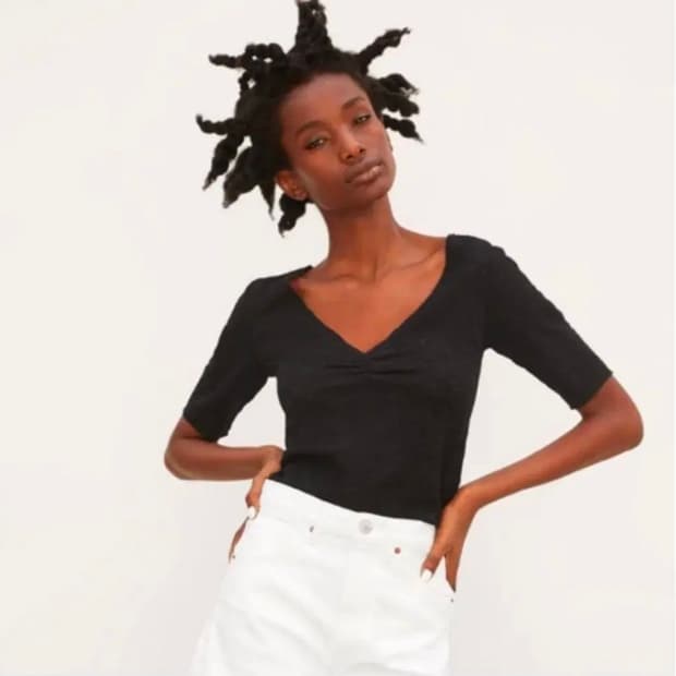 S) ZARA 자라 레이스 크롭탑 셔링탑