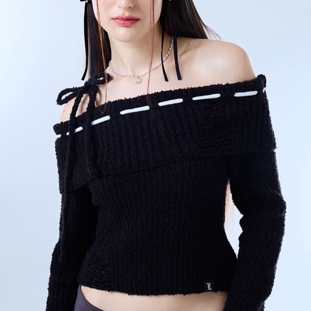 러브이즈트루 FS OFFSHOULDER KNIT(BLACK)