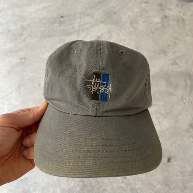 90s-00s Stussy Faded Olive Green Ball Ca