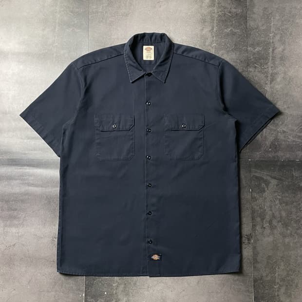 DICKIES 디키즈FLEX 네이비 플랩포켓 워크 반팔셔츠 A01299