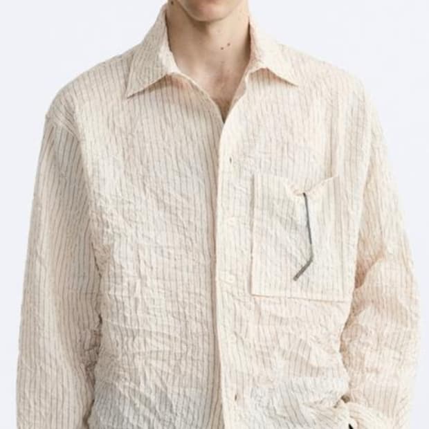 자라/ 링클 이펙트 스트라이프 셔츠/ S