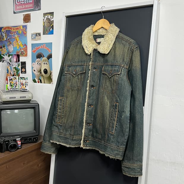 Levis 리바이스 쉐르파 워싱 데님 트러커 자켓